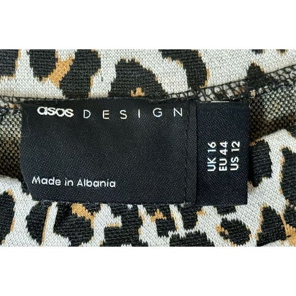 ASOS Long Sleeve Cheetah Print Lightweight Sweater Midi Dress Women's 12 - Picture 4 of 9